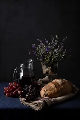 Reverent Communion Table with Bread and Wine