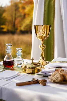Outdoor Communion Table with Chalice and Bread