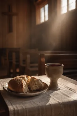 Quiet Communion Table in Wooden Chapel
