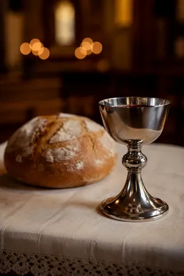 Communion Bread and Silver Chalice