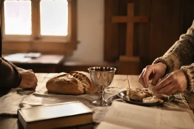 Morning Communion Table in Wooden Chapel