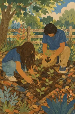 Faith Community Garden Volunteers Planting Seedlings