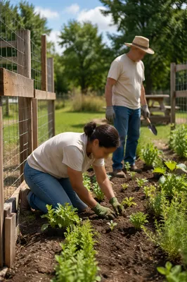 Church Volunteers Planting in Community Garden