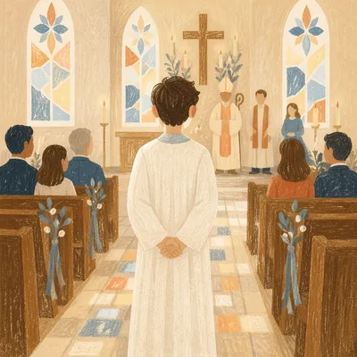 Teen Confirmation Ceremony in Sunlit Church