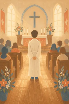 Teen Confirmation Ceremony in Warm Church Light