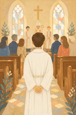 Teen Confirmation Ceremony in Sunlit Church