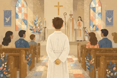 Teen Confirmation Ceremony in Sunlit Church