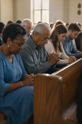 Congregation Praying in Church Sanctuary
