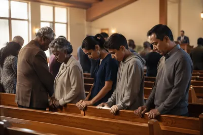 Congregation Praying in Church Sanctuary