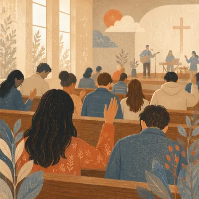 Quiet Congregation in Deep Worship