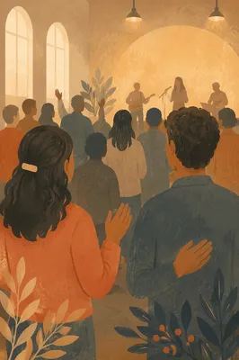 Quiet Congregation in Deep Worship Prayer