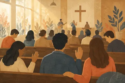 Quiet Congregation in Deep Worship