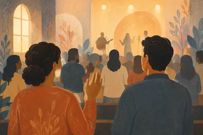 Quiet Congregation in Deep Worship Prayer