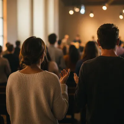 Quiet Congregation in Deep Worship Prayer