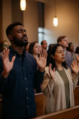 Congregation in Deep Evening Worship Prayer