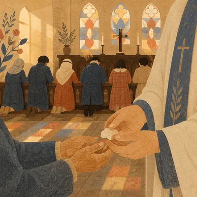 Reverent Communion at Chapel Kneeling Rail