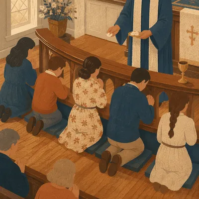 Congregation Kneeling at Communion Rail