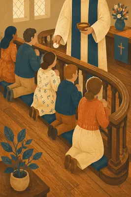 Congregation Kneeling at Communion Rail