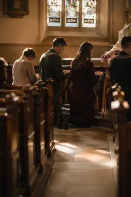 Reverent Communion at Church Kneeling Rail