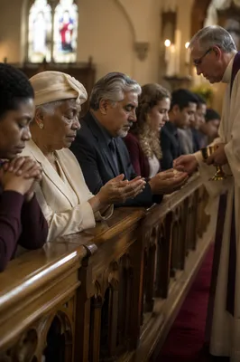 Congregation Kneeling at Communion Rail