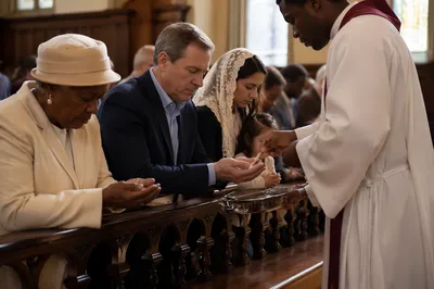 Congregation Kneeling at Communion Rail