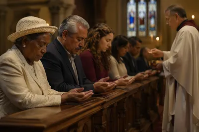 Congregation Kneeling at Communion Rail