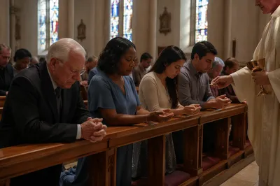 Congregation Kneeling at Communion Rail