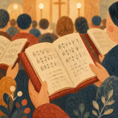 Open Red Hymnals in Congregational Worship