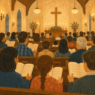 Evening Hymn Service in Wooden Chapel