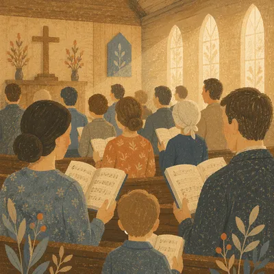 Congregation Singing Hymns in Warm Chapel