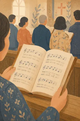 Open Hymnal During Congregational Worship