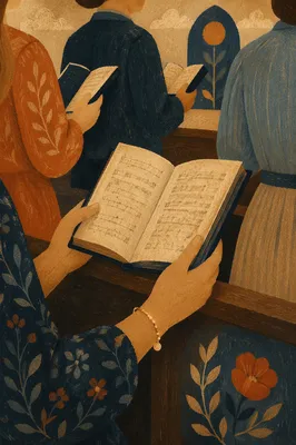 Congregation Singing from Hymnals in Sanctuary
