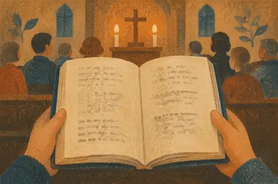 Open Hymnal During Congregational Worship