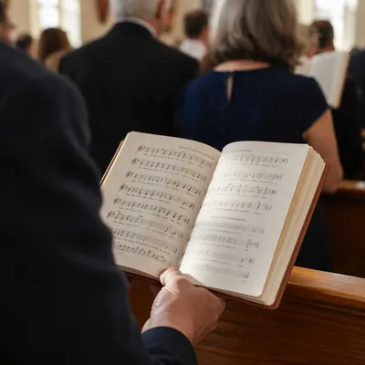 Open Hymnal During Congregational Worship