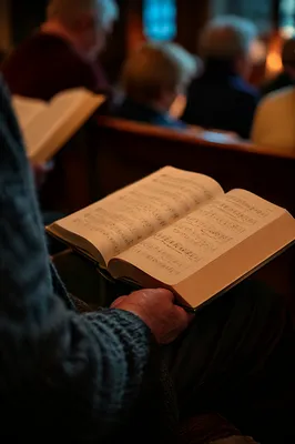 Hands Holding Hymnal During Quiet Worship