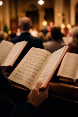 Open Red Hymnals During Congregational Worship