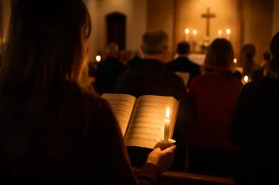 Evening Congregation Singing from Hymnal Books