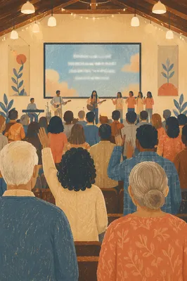 Congregation Singing Together in Contemporary Worship