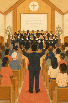 Congregation Standing and Singing in Worship