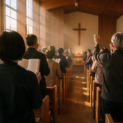 Congregation Singing Together in Morning Worship
