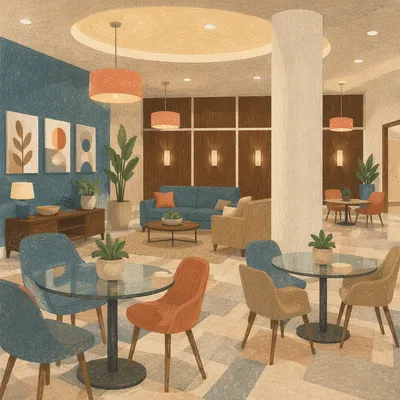 Welcoming Contemporary Church Lobby Lounge Interior