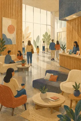 Contemporary Church Lobby Lounge with Warm Welcome