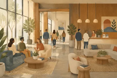 Modern Church Lobby Lounge Welcome Space