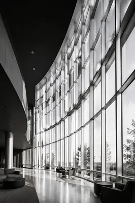 Contemporary Church Lobby Lounge with Glass Atrium