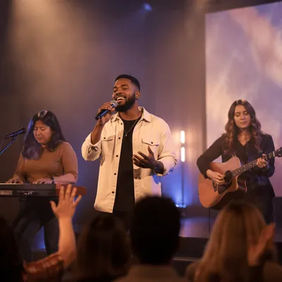 Worship Band Performing on Church Stage