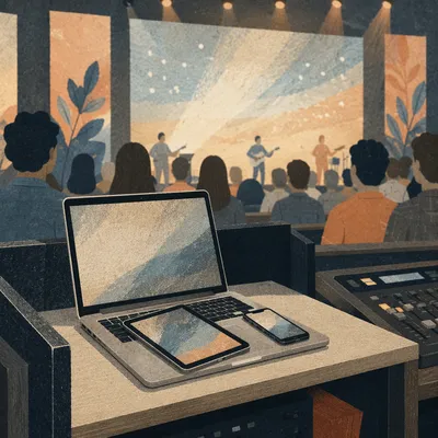 Contemporary Worship Projection Media Booth Setup