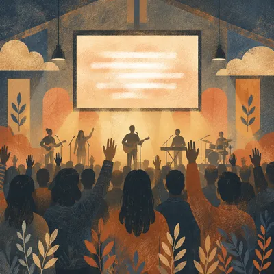 Contemporary Worship Projection Screen in Church