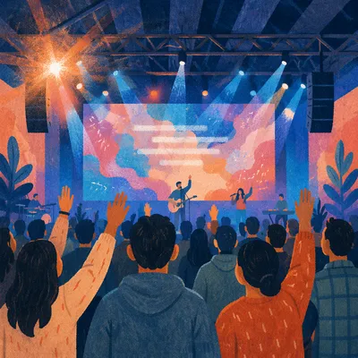 Contemporary Worship Projection Screen with Raised Hands