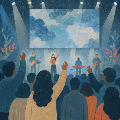 Contemporary Worship Projection Screen in Auditorium