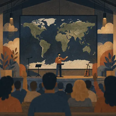Contemporary Worship Screen With Mission Map